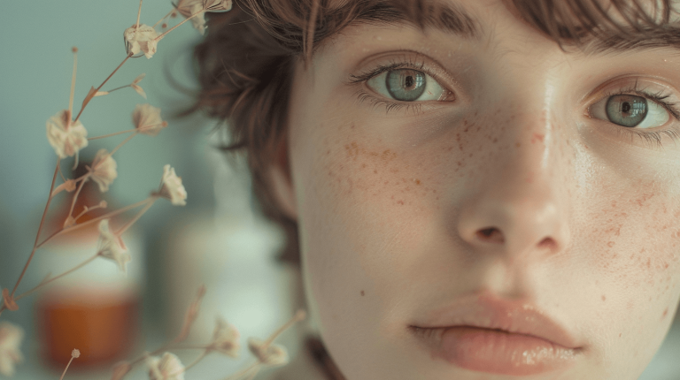 bouton au dessus de la bouche